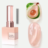 Double Rhythm Fruit Nude cat eye gel polish with magnet showing depth and shimmer