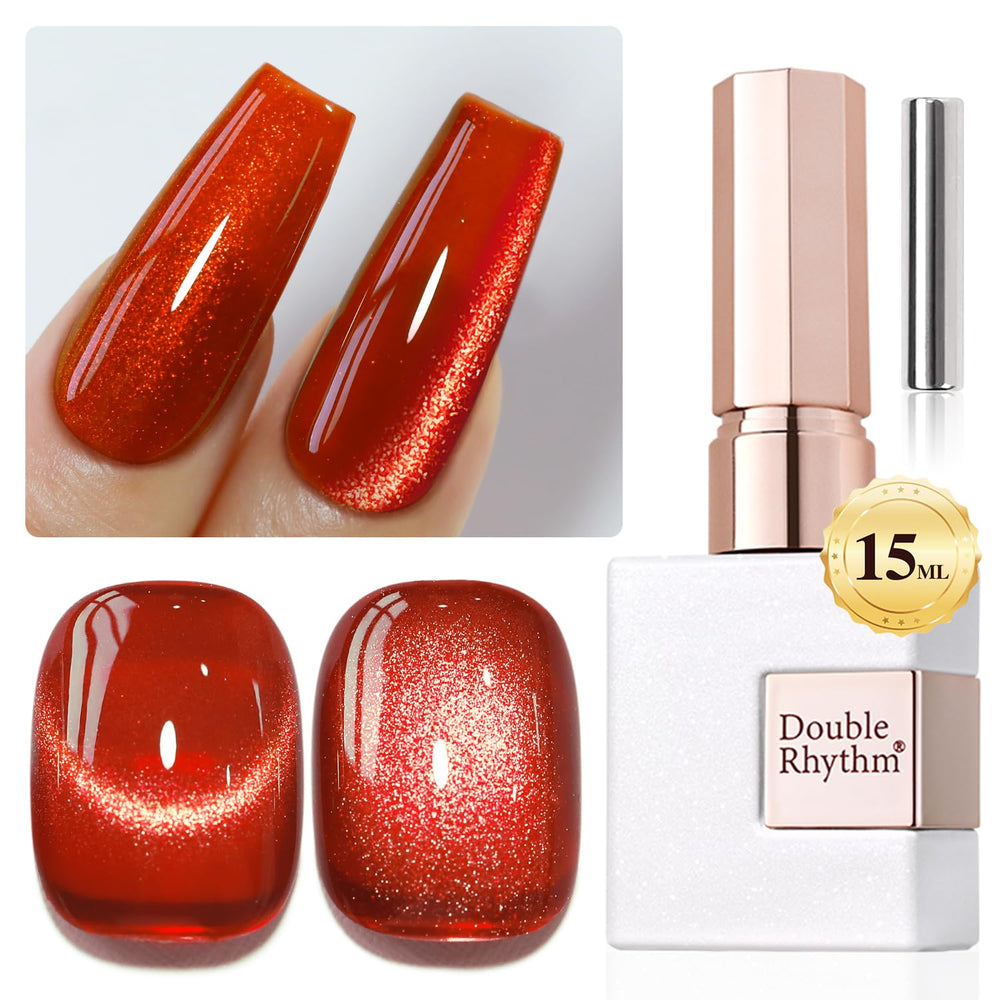 Double Rhythm cat eye gel polish magnet glow for a striking magnetized shimmer.