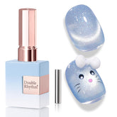 Double Rhythm Mermaid Blue cat eye gel polish bottle with holographic shimmer for salon-quality at-home use