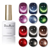 Double Rhythm cat eye gel polish set with magnetic tool for customizable nail art.