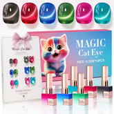 Double Rhythm cat eye polish set with six swatches for easy color matching.