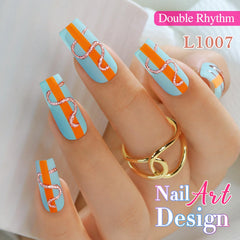Double Rhythm Chrome Paint nail art demonstrates precise 3D detailing.