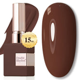 Double Rhythm dark brown gel polish bottle 15ml with sheer color for elegant nails