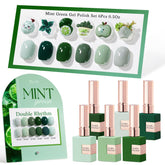 Double Rhythm dark mint frost gel polish bottle close-up for vibrant at-home nails