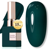 Double Rhythm Deep Green 15ml bottle ready for salon-quality manicure.