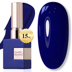 Double Rhythm deep navy blue 15ml bottle front showing rich color for long-lasting shine.