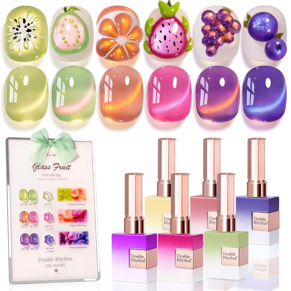 Double Rhythm Glass Rose Pink gel polish bottle with magnetic cat-eye shimmer