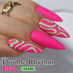 Double Rhythm gel nail brush application for smooth, even color at home.