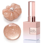 Double Rhythm glitter gel polish nude pink bottle with chic shimmer for nails