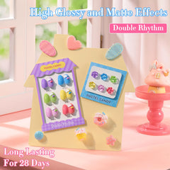 Double Rhythm glitter gel polish palette showing rich shimmer for nail art