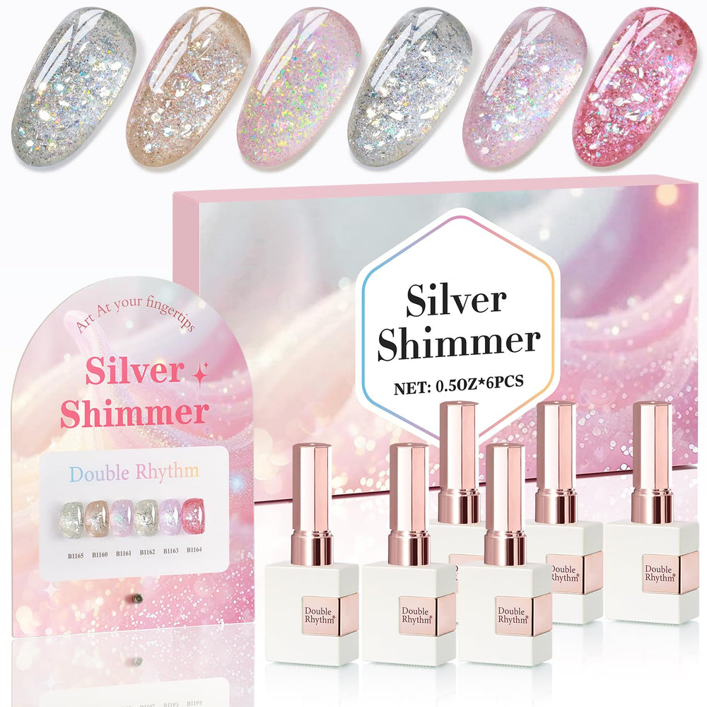 Double Rhythm gold bottle glitter polish for a radiant salon-style finish.
