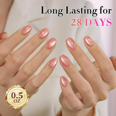 Double Rhythm holographic glitter gel adds prism shine to manicure.
