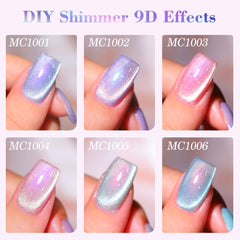 Double Rhythm holographic reflective finish adds depth to nails.
