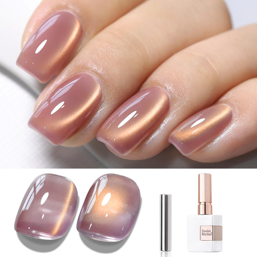 Double Rhythm Ice Glass Cat Eye Polish bottle with translucent violet shimmer.