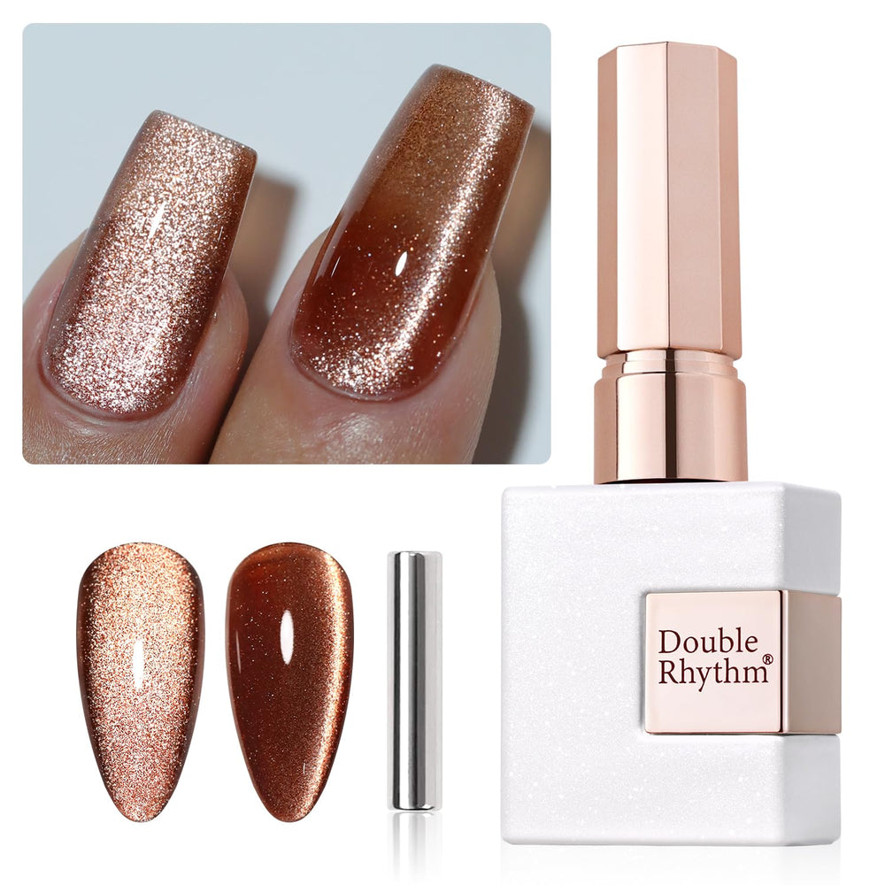 Double Rhythm jelly glass cat eye gel polish with magnet for at-home nails with holographic shimmer