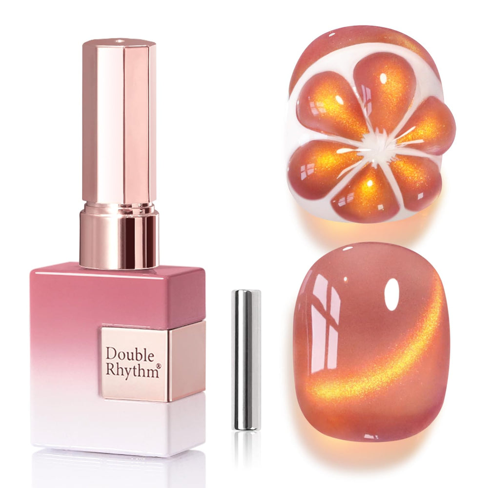 Double Rhythm jelly-glass cat-eye grape-gold coat shows magnetic shimmer for chic nails