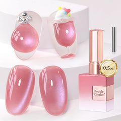 Double Rhythm Jelly Glass Cat Eye magnet close-up shows magnetic shimmer for dynamic nails
