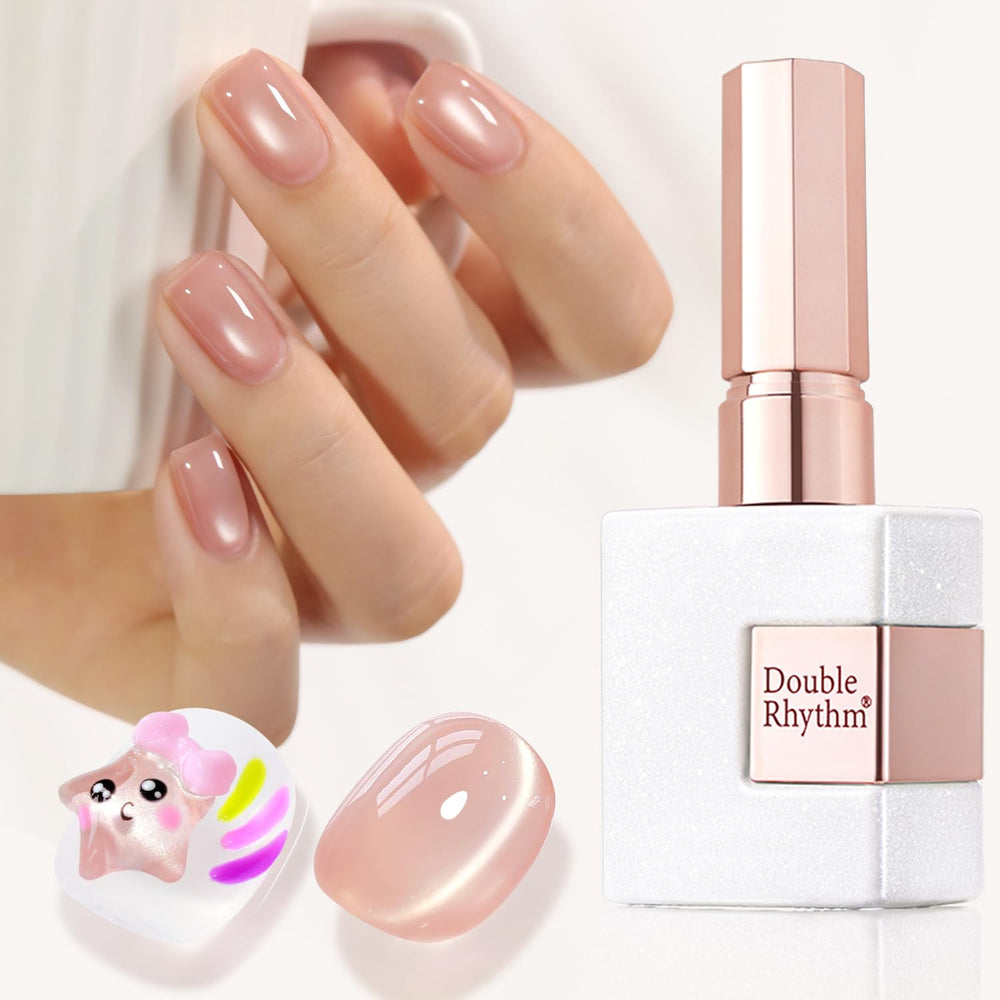 Double Rhythm Jelly Glass Cat Eye Nude MC1101 offers a subtle translucent base for elegant daily wear.