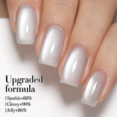 Double Rhythm Jelly-glass nail polish displays translucent glitter finish.