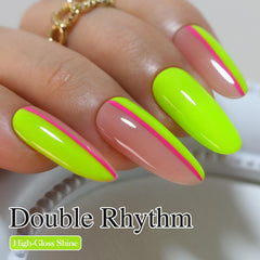 Double Rhythm Lime Green Gel Polish brush in action for precise, smooth application