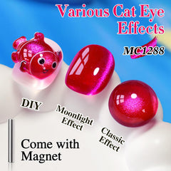 Double Rhythm magnet included enables magnetic cat eye shift for dramatic nail designs.
