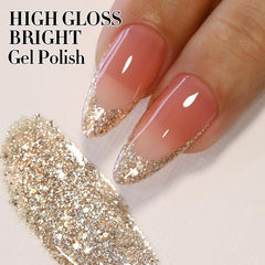 Nail art sample featuring reflective glitter and magnetic shift by Double Rhythm.