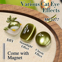 Magnetic tool demonstrates dynamic cat-eye effect for nail art by Double Rhythm.