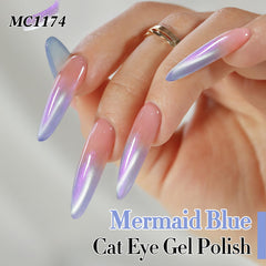 Double Rhythm Mermaid Blue holographic glitter gel for eye-catching nail art.