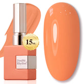 Double Rhythm Milky Orange gel polish bottle shows a 15ml capacity for durable color.