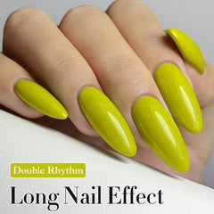 Double Rhythm olive green gel polish swatches on nails.