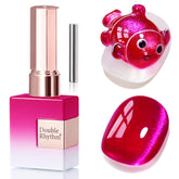 Double Rhythm Pitaya Purple cat eye gel polish with magnet for customizable holographic effects.