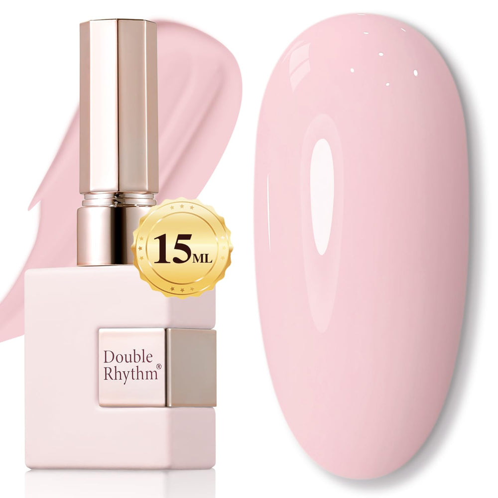 Double Rhythm pure sheer baby pink gel polish bottle for at-home use.