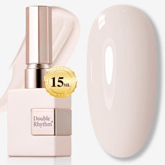 Double Rhythm 15ml gel polish bottle showing pure sheer color on glass surface