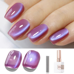 Double Rhythm Rose Violet cat eye polish bottle with magnetic shimmer for chic nails.