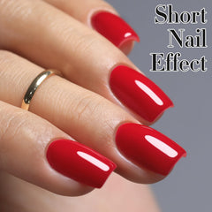 Close-up of Double Rhythm gel polish brush applying color on nail for smooth finish.
