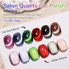 Double Rhythm six-color gel polish offers rich pigment and shine.