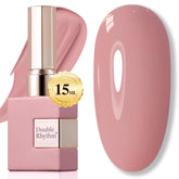 Double Rhythm soft pink gel polish bottle showing sheer color for at-home manicures.