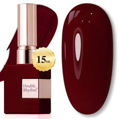 Double Rhythm translucent gel polish bottle showing milky jelly finish for natural nails