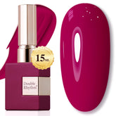 Double Rhythm wine red gel polish bottle showing rich color for at-home manicures