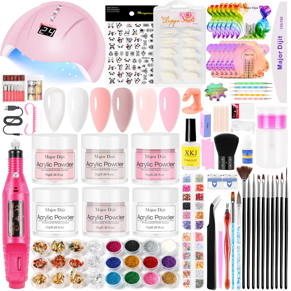 DouborQ acrylic nail kit with lamp and drill for at-home manicures.