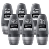 Dove 48H Roll-On Invisible Dry Deodorant 6-pack, no visible marks on shirts.