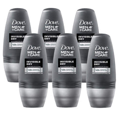Dove 48H Roll-On Invisible Dry Deodorant 6-pack, no visible marks on shirts.