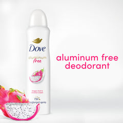Dove 72-hour odor protection deodorant spray with refreshing dragon fruit scent.
