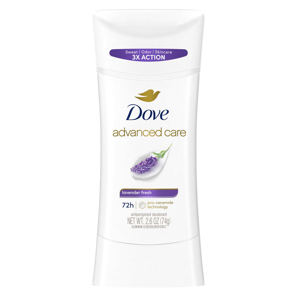 Dove Advanced Care Lavender Fresh stick bottle front offering all-day protection