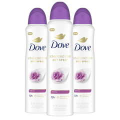 Dove Advanced Care Pink Rosa spray bottle showing fragrance and protection.