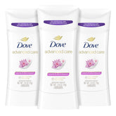 Dove Advanced Care Waterlily Sakura Blossom stick in a 3 pack for daily underarm care