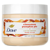 Dove Cinnamon Pumpkin Pie Scrub bottle front for a festive glow and nourishment
