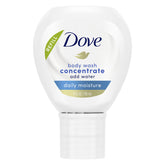Dove Concentrate Daily Moisture bottle pour demonstrates easy mixing for lasting softness