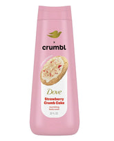 Dove Crumbl bottle featuring strawberry crumb cake scent for refreshing shower hydration