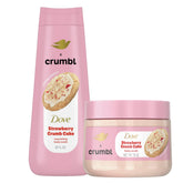 Dove Crumbl Strawberry Wash bottle with moisturizing formula for soft, hydrated skin.